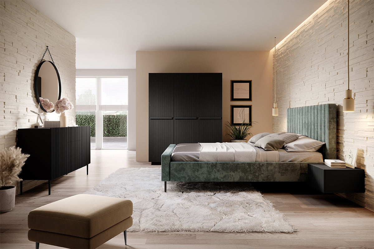 Skapis AUSTIN ar atvilktņas, melns 150/207/62 melns - N1 Home