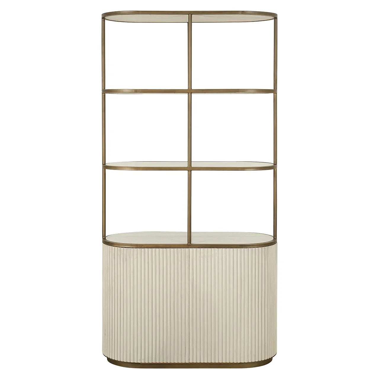 Tivoli vitrīna ar 2 durvīm un 3 atvērtiem plauktiem Richmond Interiors 197/100/45 cm balts - N1 Home