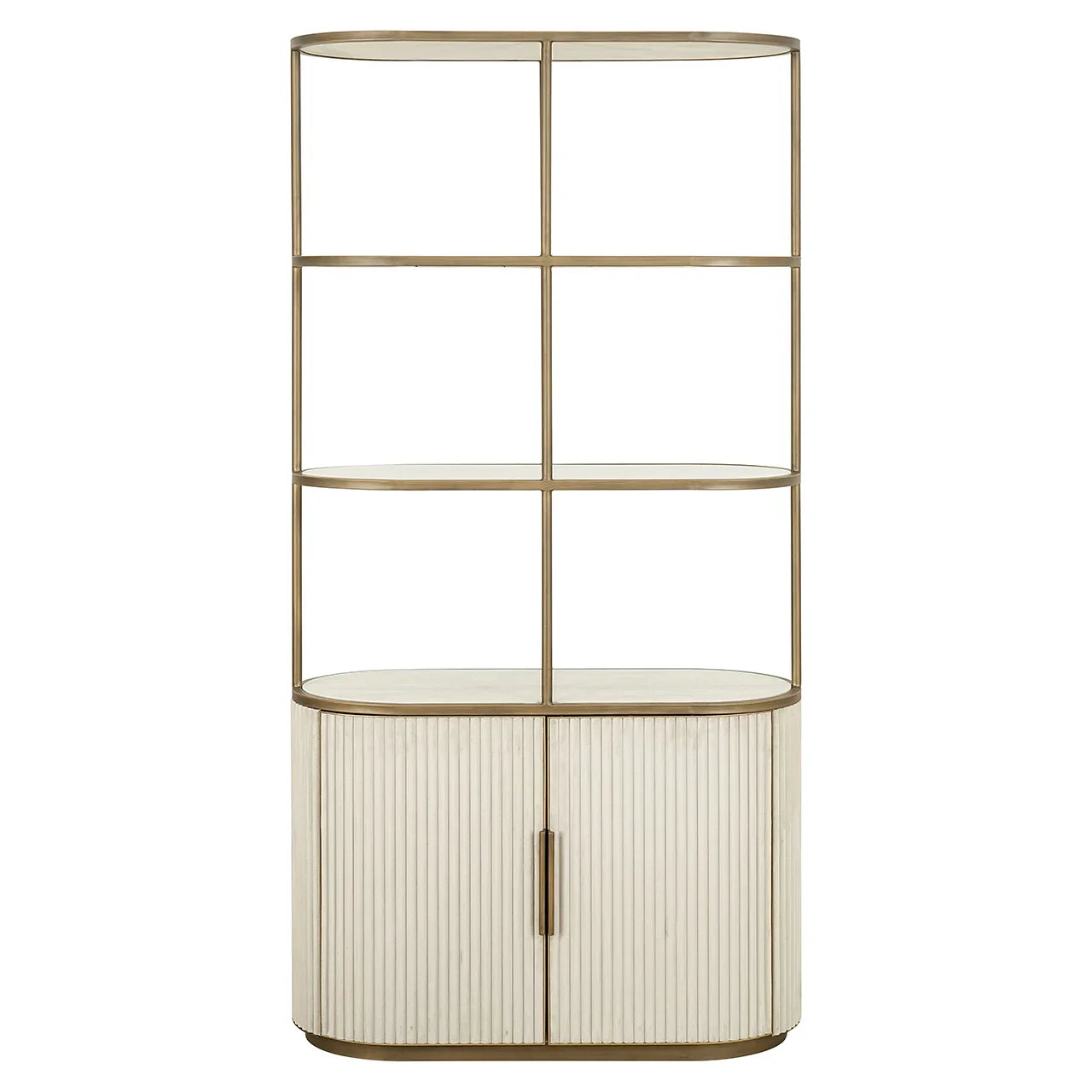 Tivoli vitrīna ar 2 durvīm un 3 atvērtiem plauktiem Richmond Interiors 197/100/45 cm balts - N1 Home