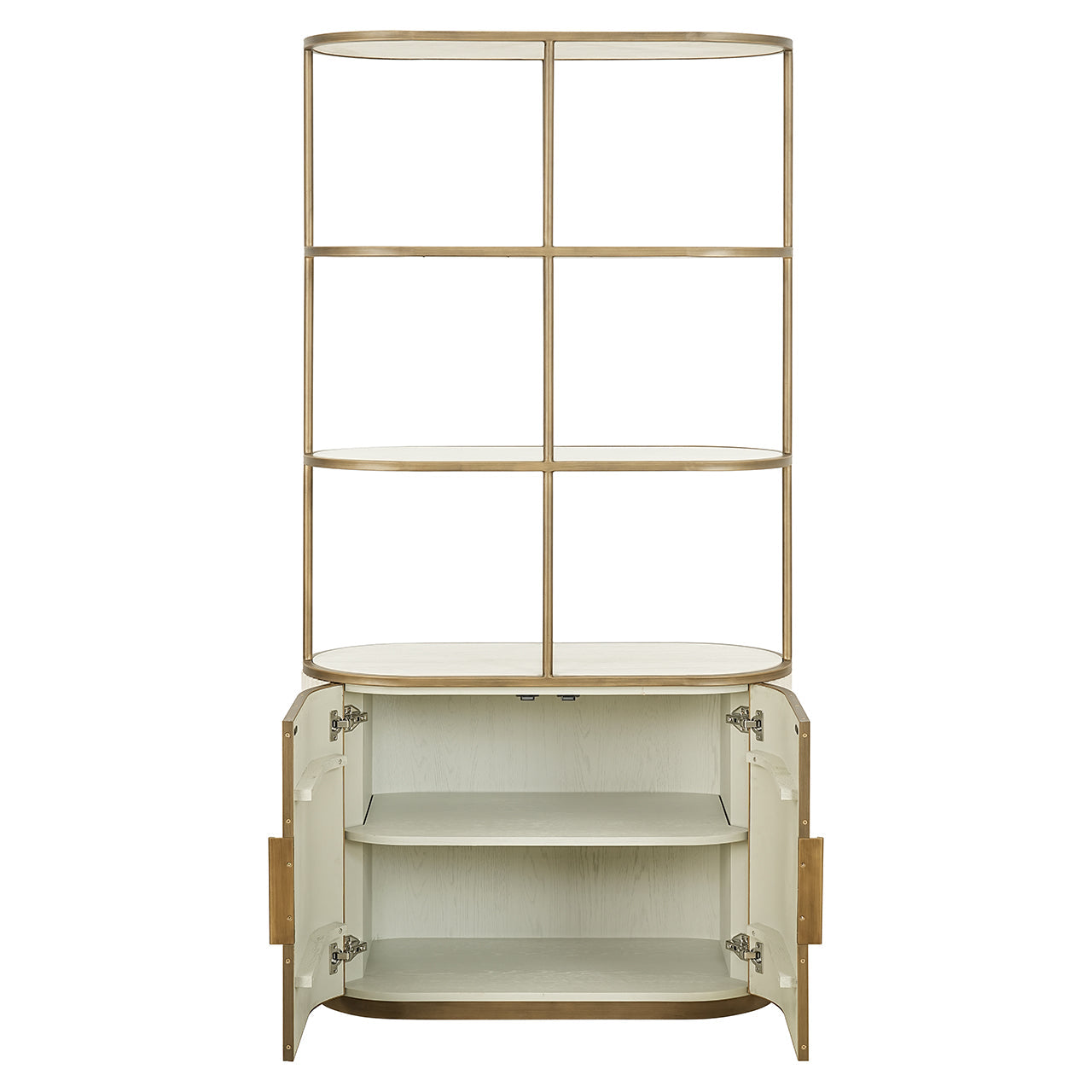 Tivoli vitrīna ar 2 durvīm un 3 atvērtiem plauktiem Richmond Interiors 197/100/45 cm balts - N1 Home
