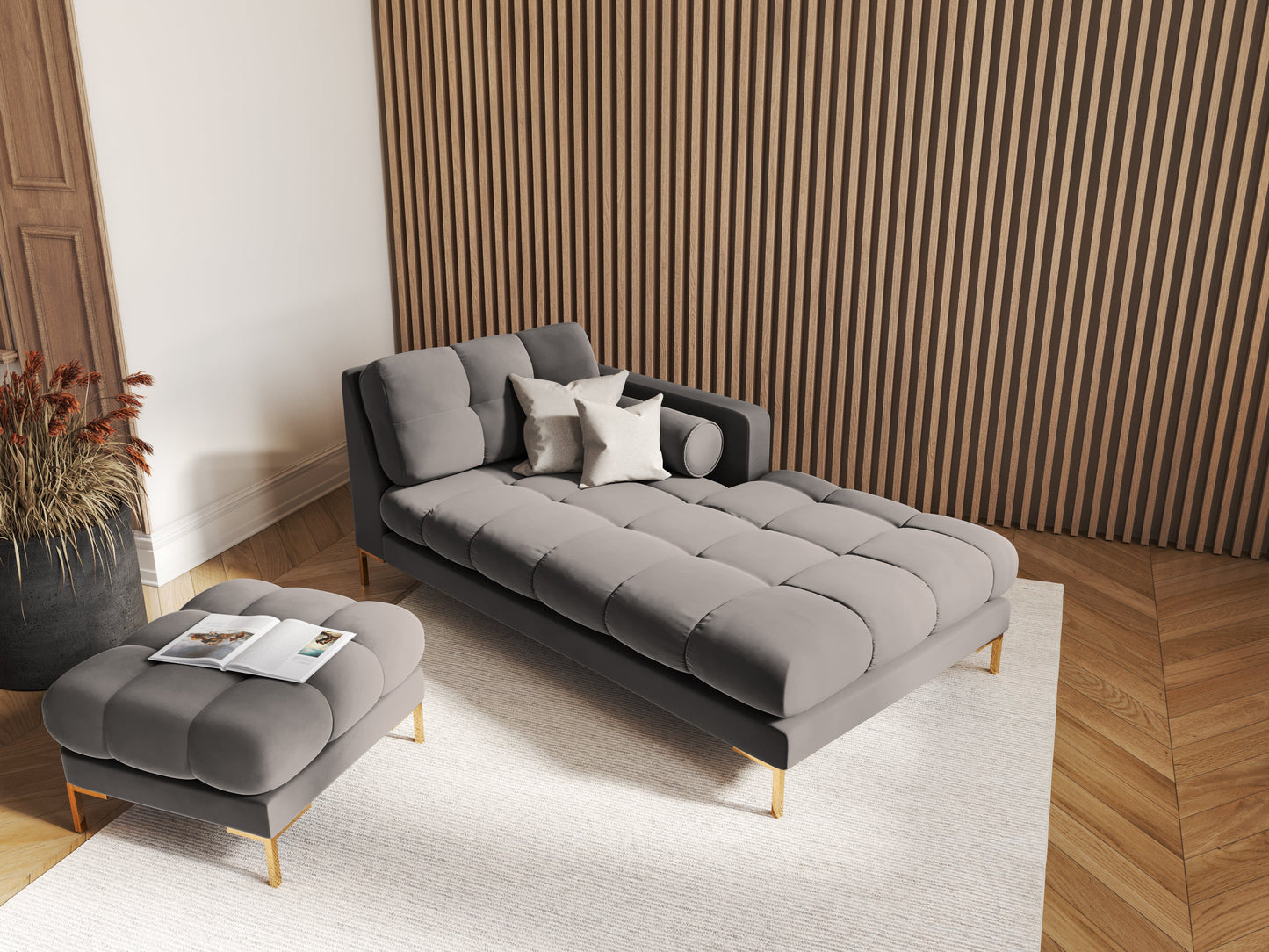 Pufs Cosmopolitan Design Bali 60x60x41 cm zelts/pelēks - N1 Home