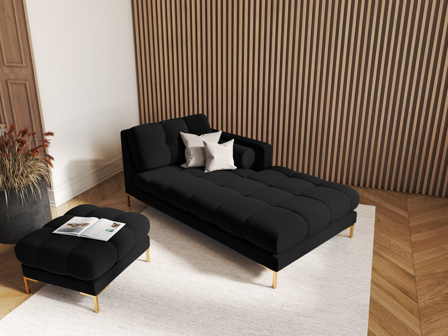 Pufs Cosmopolitan Design Bali 60x60x41 cm zelts/melns - N1 Home