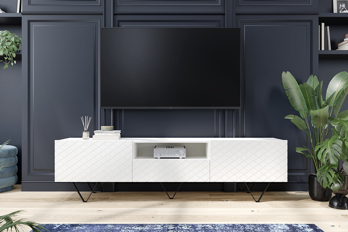 LUKKA RTV kumode 190/51/42 melnas kājas/balts - N1 Home