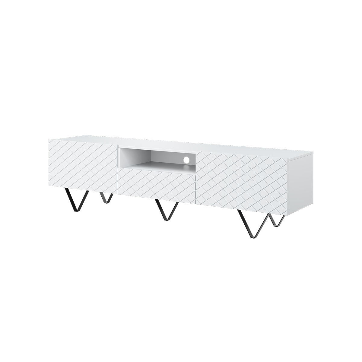 LUKKA RTV kumode 190/51/42 melnas kājas/balts - N1 Home