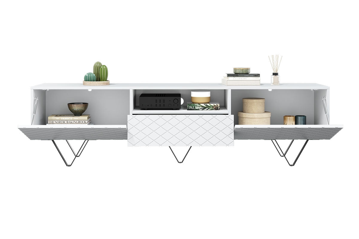 LUKKA RTV kumode 190/51/42 melnas kājas/balts - N1 Home