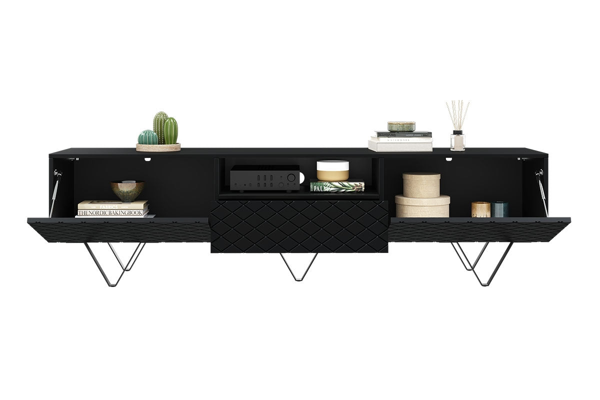 LUKKA RTV kumode 190/51/42 melnas kājas/melns - N1 Home