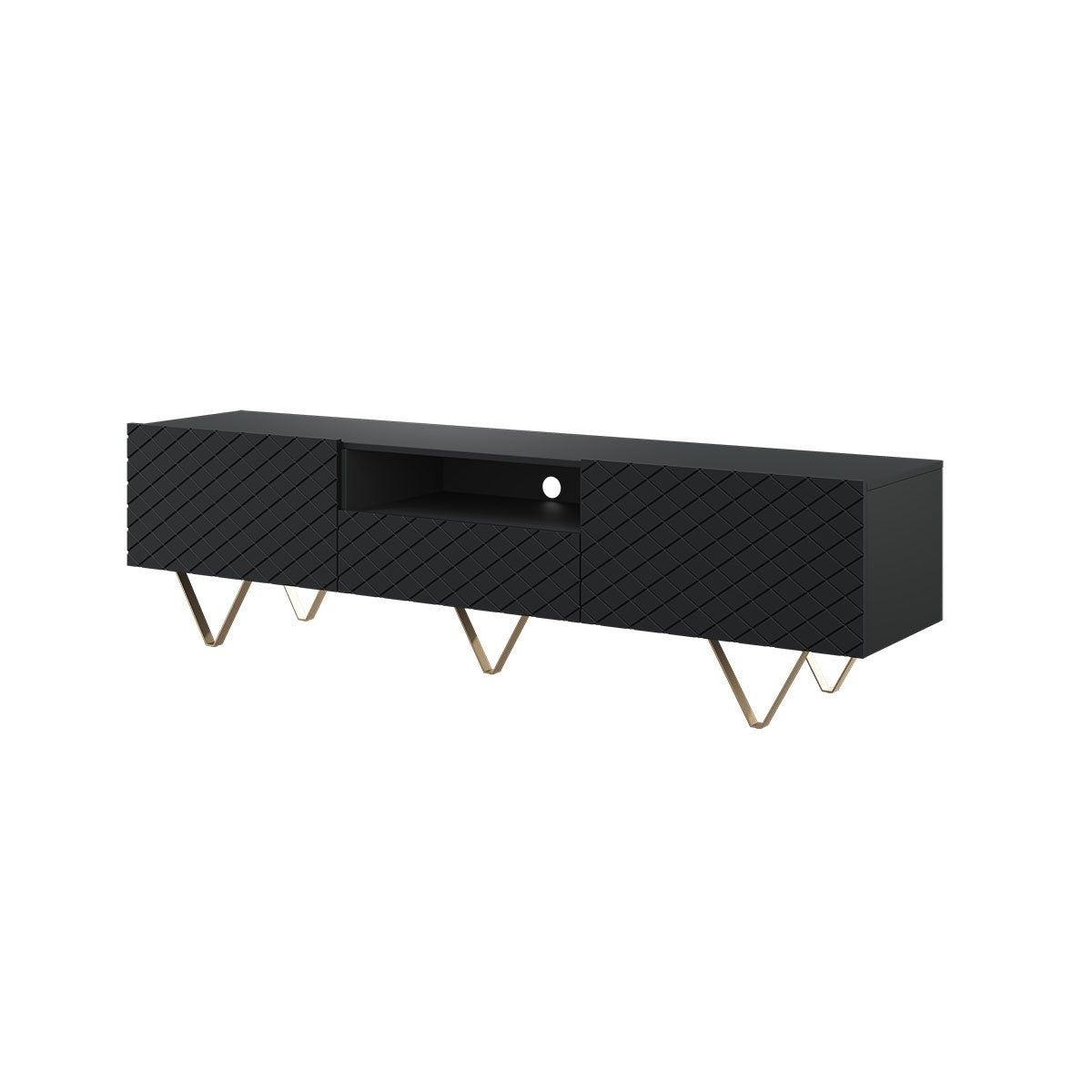 LUKKA RTV kumode 190/51/42 zelta kājas/melns - N1 Home