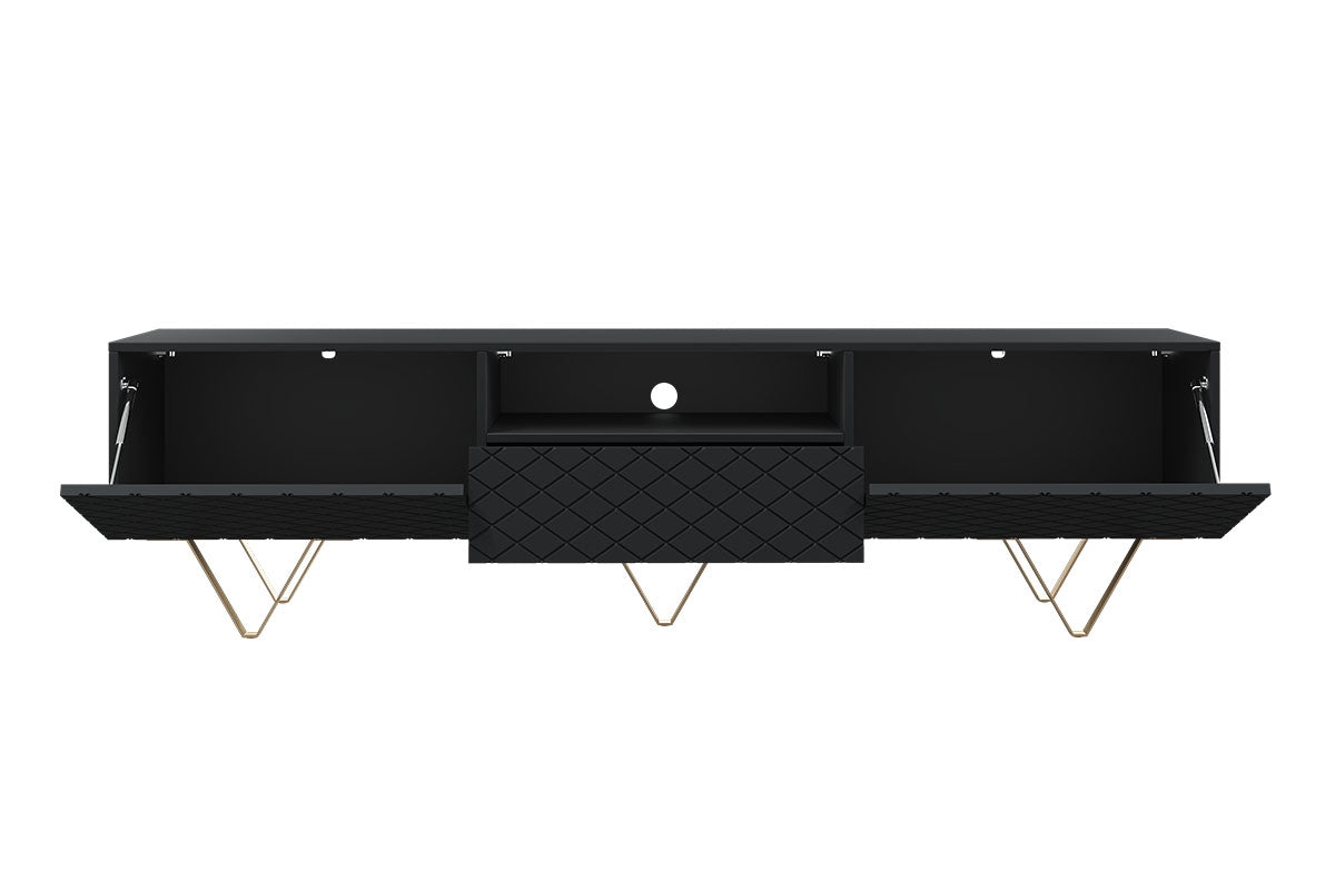 LUKKA RTV kumode 190/51/42 zelta kājas/melns - N1 Home