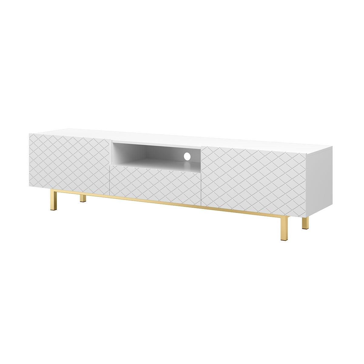 LUKKA II RTV kumode 190/49/42 zelta kājas/balts - N1 Home