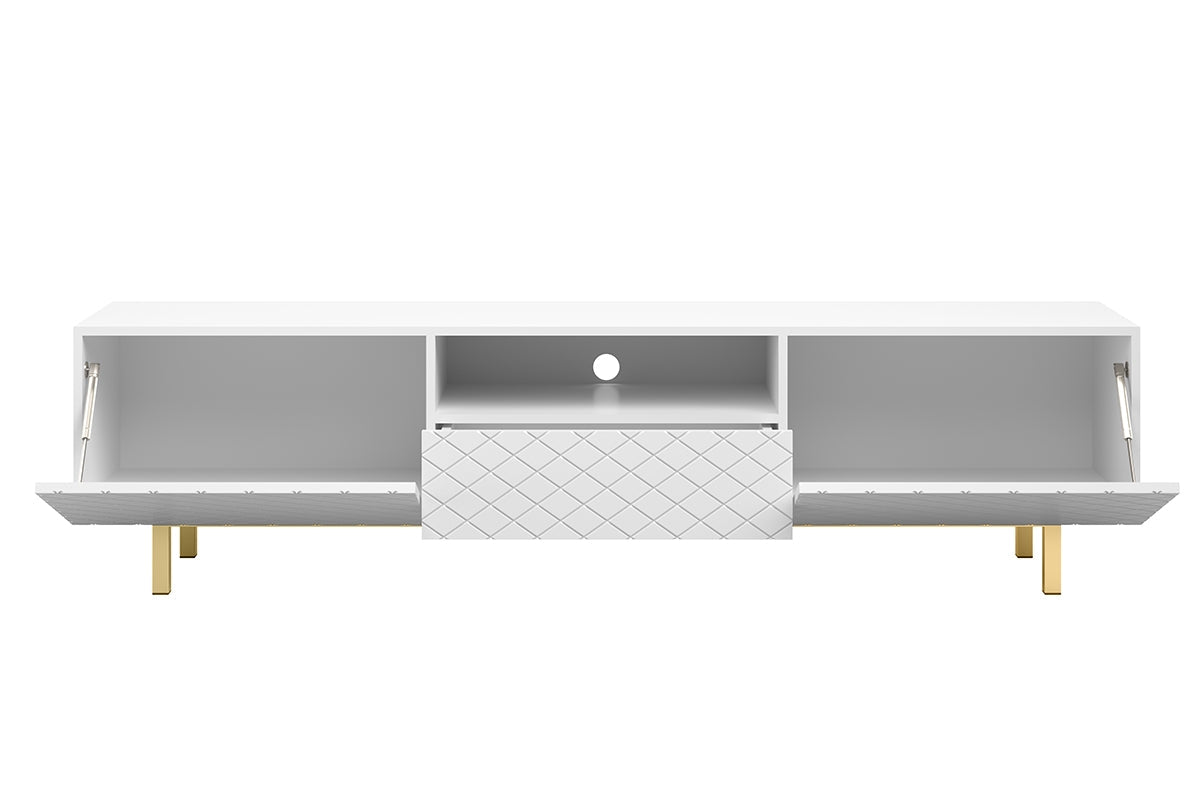 LUKKA II RTV kumode 190/49/42 zelta kājas/balts - N1 Home