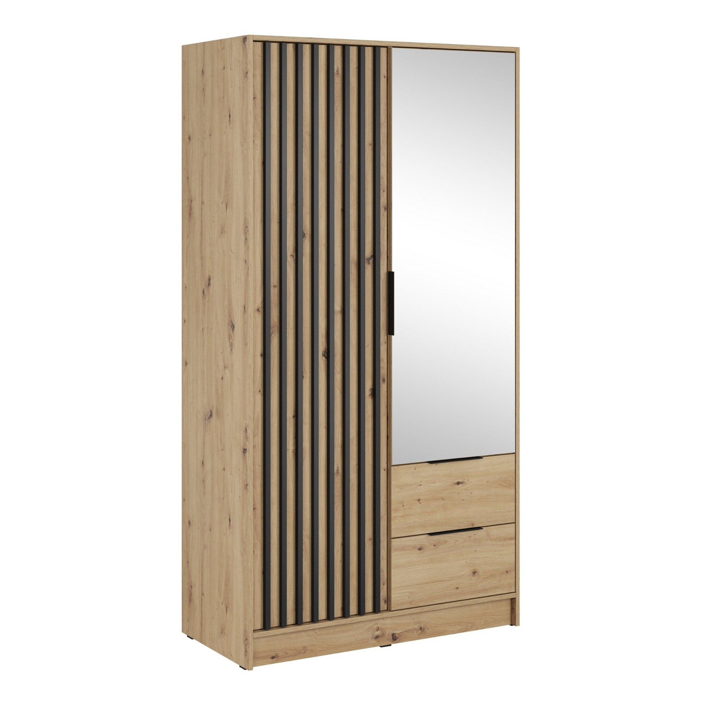 Skapis 2D NEKO ar spoguļi 105/200/51 cm ozols