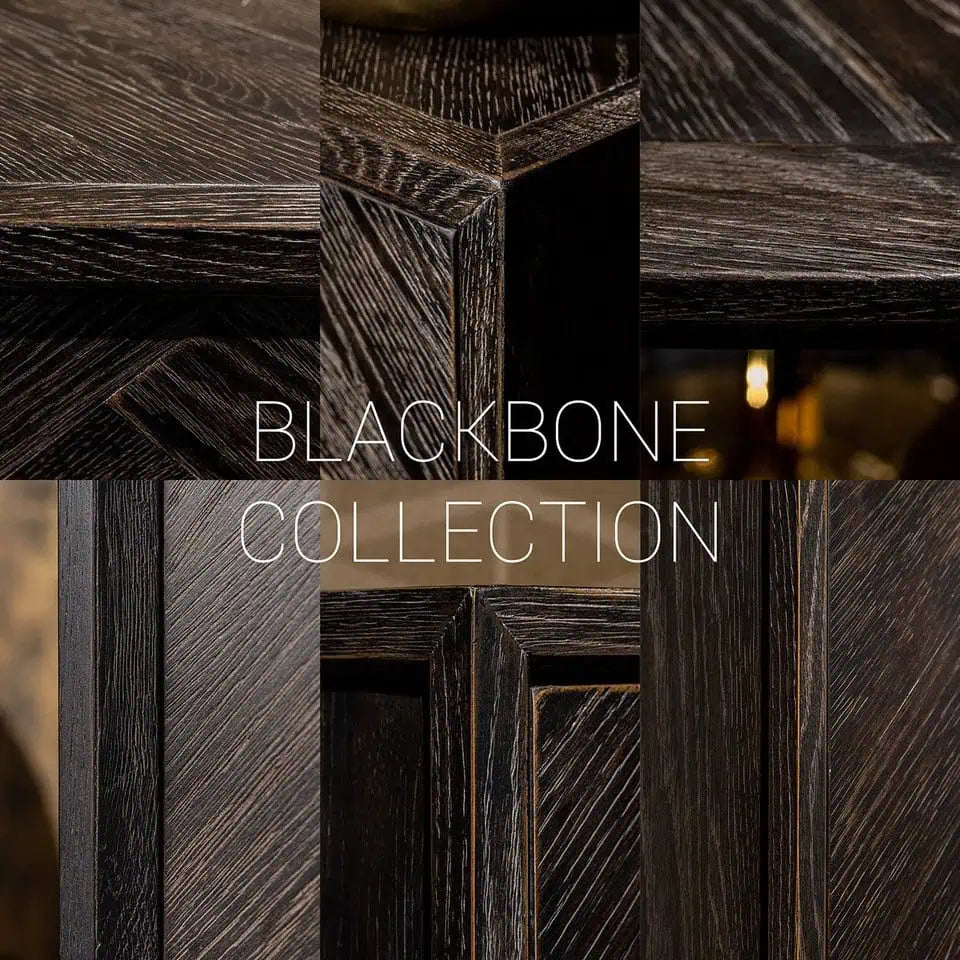 TV skapītis Blackbone misiņš 4 durvis 200 Richmond Interiors 60/200/42 cm melns rustikāls - N1 Home
