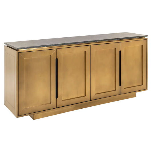 Kumode Finsbury 4-durvju Richmond Interiors 81/184/46 cm melns/zelts - N1 Home
