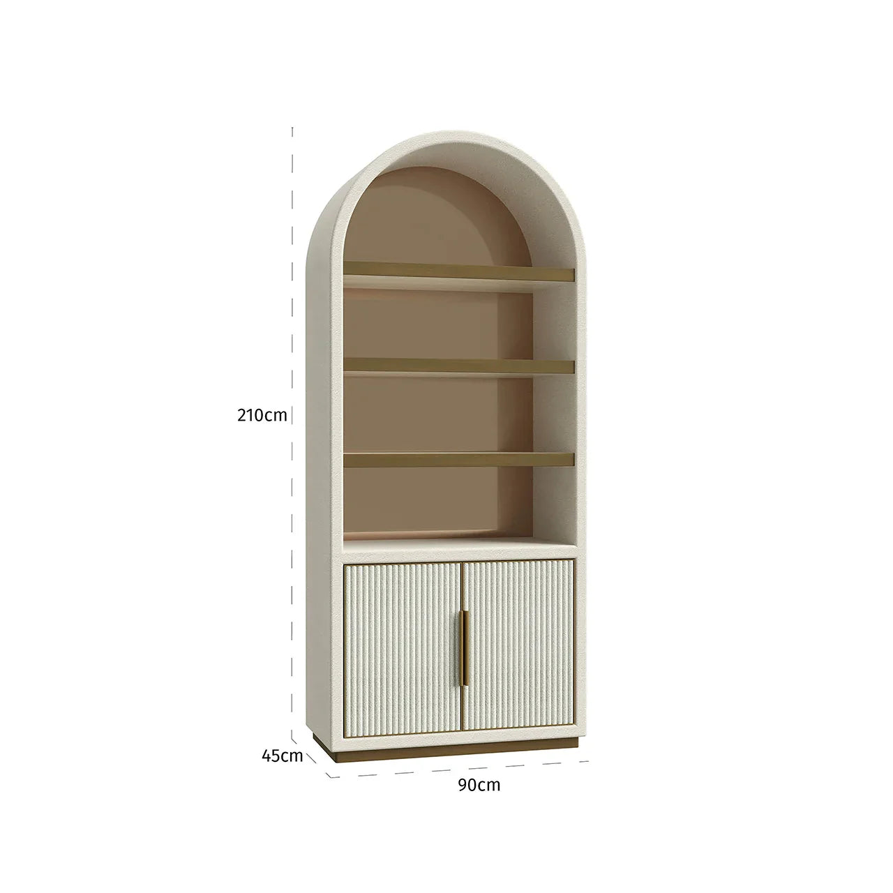 Vitrīna Tivoli ar arkveida virsmu, 2 durvīm, 3 plauktiem Richmond Interiors 210/90/45 cm balts - N1 Home
