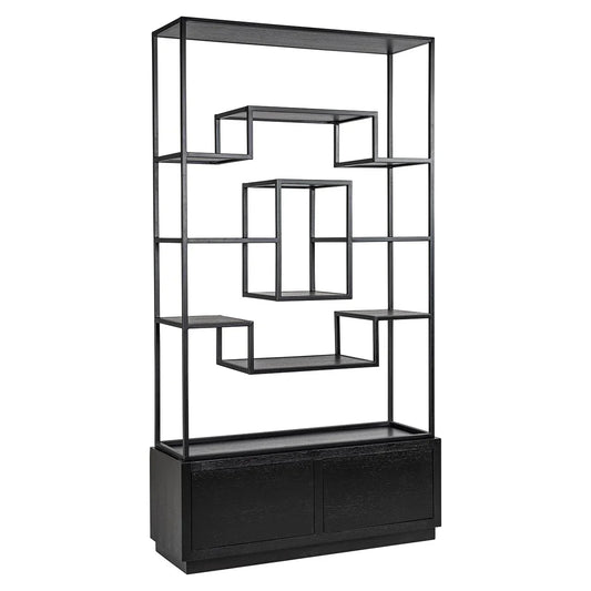 Vitrīna Bonvoy 2 atvilktnes Richmond Interiors 222/120/40 cm melns - N1 Home