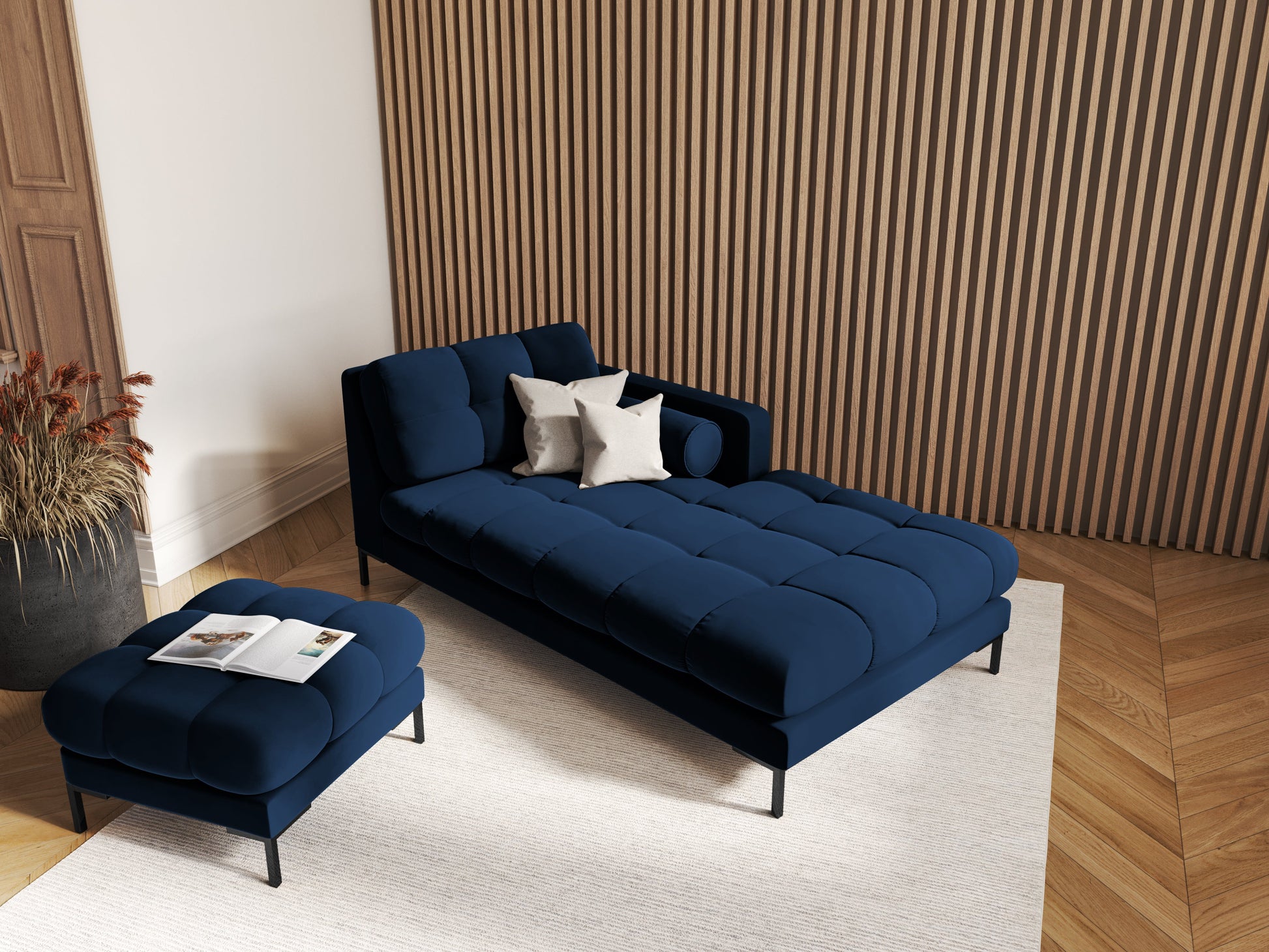 Pufs Cosmopolitan Design Bali 60x60x41 cm melns/tumši zils - N1 Home