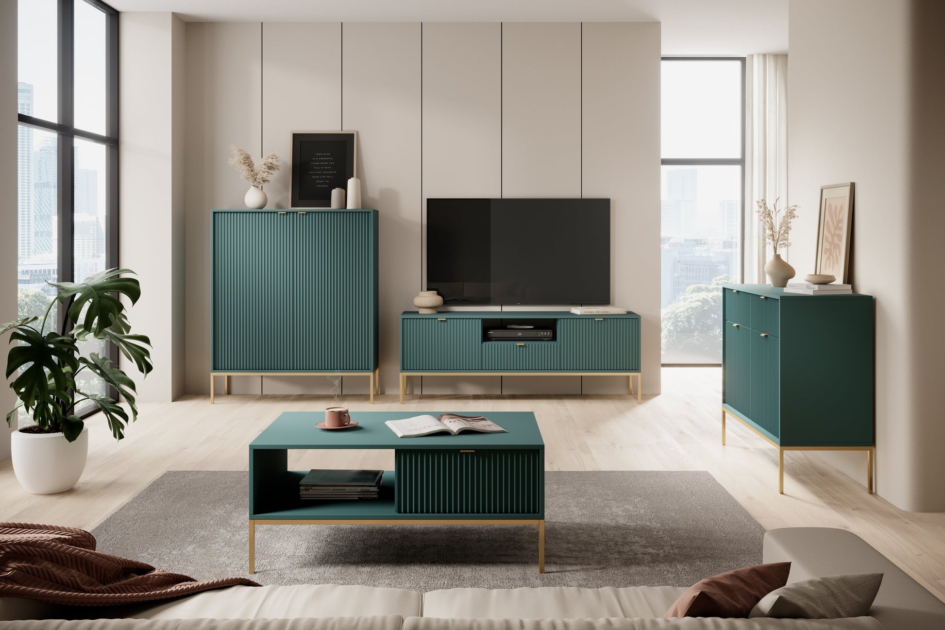 Kumode NV 104/83/39 cm olives/zelts - N1 Home